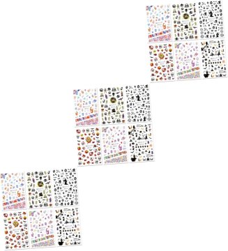 slomart Beavorty 18 kosov nalepk za nohte za noč čarovnic, začasne nalepke za telo s pajki in netopirji za okrasitev zabav in ustvarjalno manikuro, nepravilni dizajni