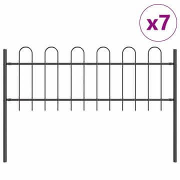 Vidaxl Vrtna ograja 7 szt. Siva 11,9 x 0,6 m Praškasto lakirano jeklo