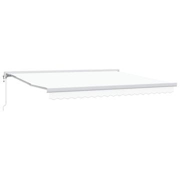 Vidaxl Vlečna tenda Bela 400 × 300 cm Tkanina in kovina