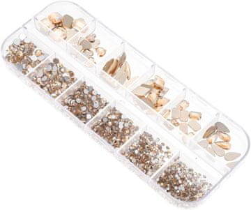 slomart PLAFOPE Oprema za nail art z okrasnimi kamni, manikura v barvi šampanjca, dekoracija za umetnost nohtov, ustvarjalno oblikovanje nohtov za dom in nohtne salone.