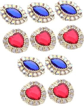 slomart 10 kosov okraskov za nohte v obliki srca, dragulji za nohte za ustvarjalne dizajne nohtov za poroke, zabave in praznične priložnosti, vsestranske okraski iz zlitine