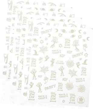 slomart 6 listov svetlečih se nalepk za nohte za noč čarovnic, samolepilne dekoracije za nail art, vključno z grozljivimi motivi, kot so buče in duhovi za zabave ob noči čarovnic.