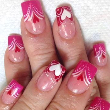 slomart Pritisni nohti za valentinovo, barvit dizajn srca, sijoči, umetni nohti, romantika, akril, kvadratni, 24 kosov