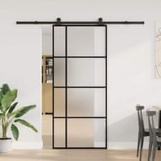 Vidaxl Drsna vrata z opremo 90x205 cm ESG steklo in aluminij
