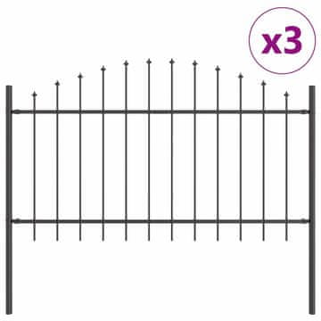 Vidaxl Vrtna ograja 3 szt. Siva 170 x 140 cm Prašno lakirano jeklo