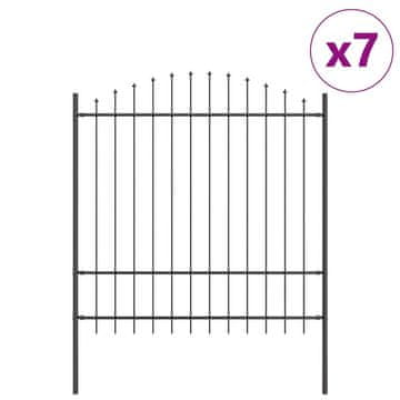 Vidaxl Vrtna ograja 7 szt. Siva 170 x 215 cm Prašno lakirano jeklo
