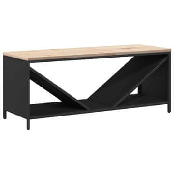 Vidaxl Stojalo za drva z lesenim vrhom črno 100,5x35,5x40 cm