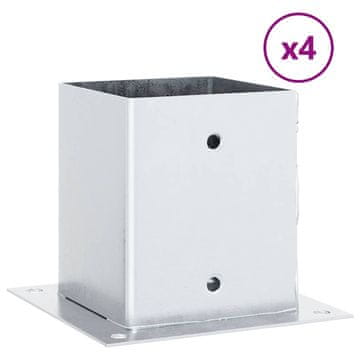 Vidaxl Podstavki za stebre kvadratni 4 kosi srebrni 121x121 mm