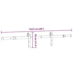 Vidaxl vidaXL Sistem za montažo drsnih vrat 152,5 cm jeklo črne barve