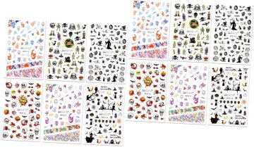 slomart Beavorty 12 kosov nalepk za nohte za noč čarovnic, samolepilne buče in modeli lobanj za telo, obraz in nohte, dodatki za kostumske zabave in praznične dekoracije