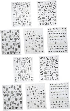 slomart Beavorty 10 listov nalepk za nohte za noč čarovnic z zasnovo, ki sveti v temi. Samolepilne nalepke za nohte za manikuro. Različni dizajni za DIY dekoracijo nohtov.