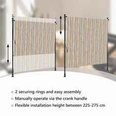 Vidaxl Zunanje rolo senčilo rumeno in belo 200x270 cm tkanina in jeklo