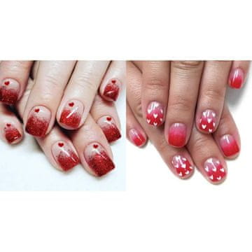 slomart 48 kosov nohtov za valentinovo za pritrditev na nohte, kratki, kvadratni, srčasti bleščeči dizajni za modne ženske, ki iščejo edinstvene nohte