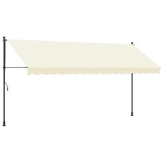 Vidaxl Zložljiva tenda krem 400x150 cm tkanina in jeklo