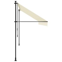 Vidaxl Zložljiva tenda krem 400x150 cm tkanina in jeklo