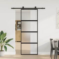 Vidaxl Drsna vrata z opremo 76x205 cm kaljeno steklo in aluminij