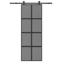 Vidaxl Drsna vrata z opremo 76x205 cm kaljeno steklo in aluminij