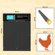 Dexxer Elektronska solarna avtomatska LCD vrata za kokošnjak 38x28cm črna
