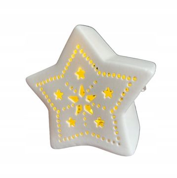 shumee Keramična svetilka zvezda bela LED 9 cm Ideenwelt