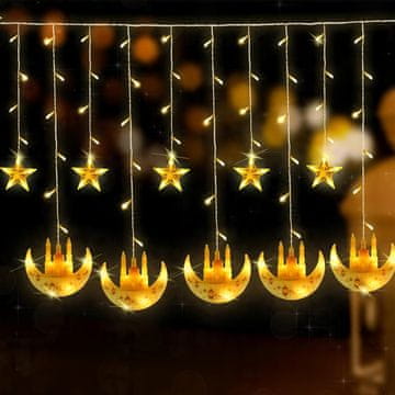 shumee Herefun 3,5 m ramadanske LED luči - 8 načinov, luna in zvezde