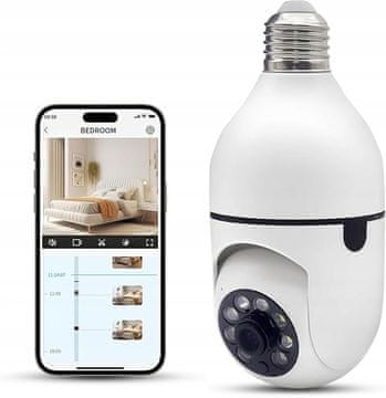 shumee Brezžična 360° vrtljiva WIFI kamera z navojem za žarnice