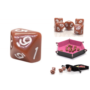 shumee RPG kocke desetstranske D10 kocke rjave barve 0-9