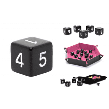 shumee 1,6 cm RPG črne šeststranske kocke D6