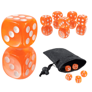 shumee D6 1,6 cm RPG oranžne prozorne šeststranske kocke