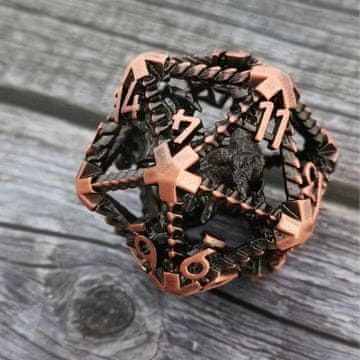shumee RPG kocke Bakreni zmaj Preklet v kockah Zaprte kovinske dvajsetstranske kocke D20