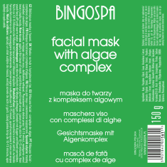 shumee BINGOSPA maska za obraz z algami, vlažilna in čistilna
