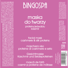 shumee BINGOSPA maska za obraz s kašmirjem in svilenimi beljakovinami