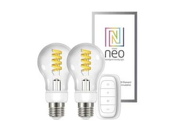 Immax Komplet LED žarnic (07089BD) NEO Smart filament bulb set 2xE27 5W, warm - cold white + Zigbee 3.0 controller