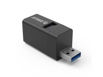Orico USB hub s 3 vhodi, 1x USB 3.0, 2x USB 2.0, Alu črn, MINI-U32L