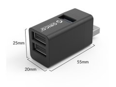 Orico USB hub s 3 vhodi, 1x USB 3.0, 2x USB 2.0, Alu črn, MINI-U32L