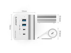 Orico USB-C hub s 4 vhodi, 2x USB-A, 2x USB-C, USB 3.2 Gen2, 10 Gbps, ALU, M3CU2-G2