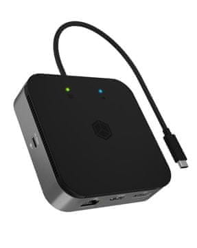 IcyBox IB-DK408-C41 priključna postaja USB4 z dvojnim video izhodom 7v1, 60W PowerDelivery napajanje