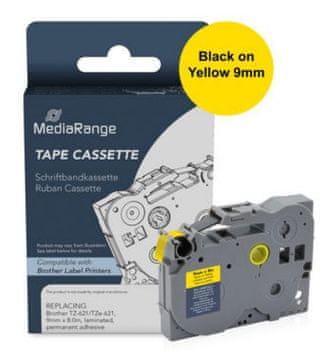 MediaRange Trak p-touch tze-621 rumen/črn 9mm mrbtz621