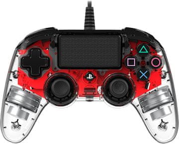 Nacon PS4 TRANSPARENTEN ŽIČNI IGRALNI PLOŠČEK, RDEČ