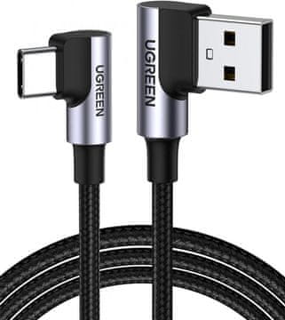 Ugreen USB v USB C 90-stopinjski kabel za hitro polnjenje 1M