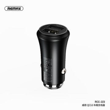 REMAX POLNILEC RCC-223 12V-24V QC3.0 Dual USB 30W črn ZA AVTO