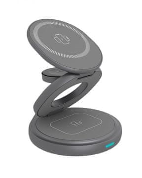 IcyBox 3v1 brezžični magnetni polnilnik za telefone in ure