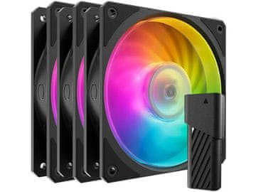 Cooler Master Ventilator za ohišje Cooler Master Mobius 120P ARGB PWM 120mm, 3 Pack + kontroler, črn