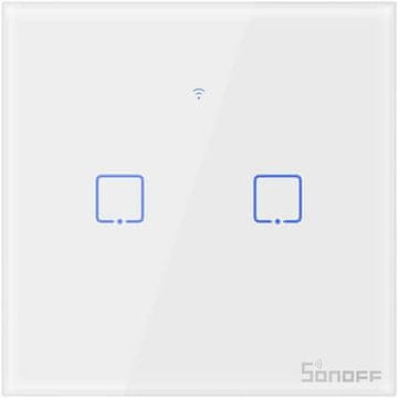 SONOFF pametno stensko stikalo Wi-Fi + RF433 dvojno T1EU2C-TX