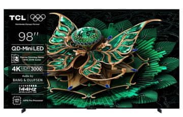 TCL 4K QD-Mini LED HDR PREMIUM 98C71K, Google TV, 144Hz, Ozvočeno z Bang & Olufsen