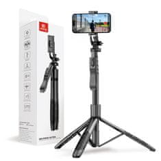 Crong Crong SelfieGo Ultra - aluminijast Bluetooth stativ za selfie palico (črn)