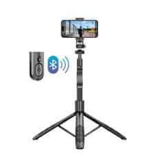 Crong Crong SelfieGo Ultra - aluminijast Bluetooth stativ za selfie palico (črn)