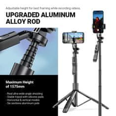 Crong Crong SelfieGo Ultra - aluminijast Bluetooth stativ za selfie palico (črn)