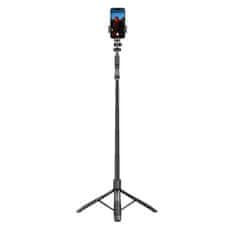 Crong Crong SelfieGo Ultra - aluminijast Bluetooth stativ za selfie palico (črn)