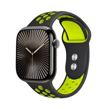 shumee Crong Duo Sport - pašček za Apple Watch 38/40/41/42 mm (črn/limetin)