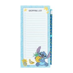 shumee Disney Stitch - Magnetni zvezek / nakupovalni seznam za hladilnik + svinčnik iz kolekcije Tropical (10 x 21 cm)